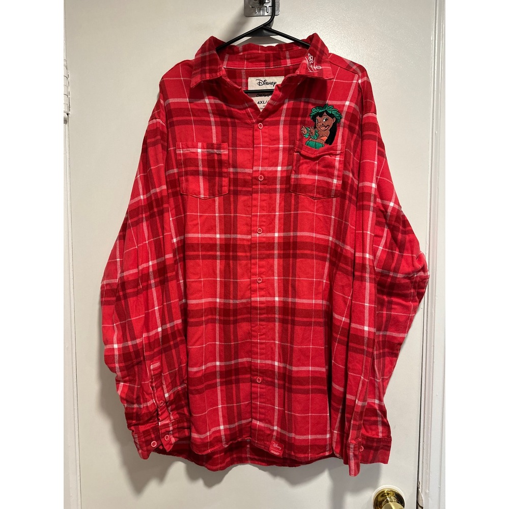 Disney Cakeworthy Lilo & Stitch Flannel Sz:4XL Red Pudge Weather Cotton